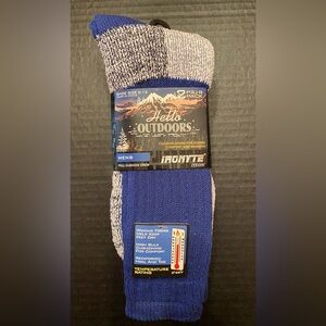 Hello Outdoors 2 Pair Full Cushion Crew Socks Blue/Gray Men’s 6-12
